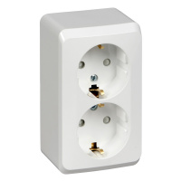 ЭТЮД Розетка двойная наружная с заземлением со шторками белая Systeme Electric PA16-008B