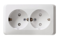 ЭТЮД Розетка двойная наружная с заземлением со шторками белая Systeme Electric PA16-008B