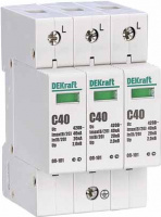Ограничитель перенапряжения трехполюсный ОП-101 3п 40кА C Dekraft 18017DEK