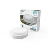 Светильник светодиодный ДБП 20 Вт 4000К 1620 лм 160-260В IP65 D175х52мм круглый Пластик ЖКХ Elementary Gauss GAUSS 126411220