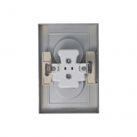 Розетка ATLASDESIGN двойная без заземления 16А в сборе алюминий Systeme Electric ATN000320