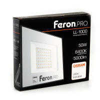 Прожектор светодиодный ДО-50w 6400К 5000Лм IP65 черный Feron.PRO FERON LL-1000 41540