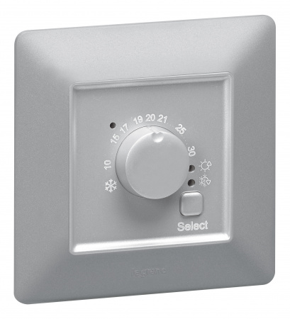 Valena LIFE Термостат с лицевой панелью комнатный электронный Алюминий Legrand 752333
