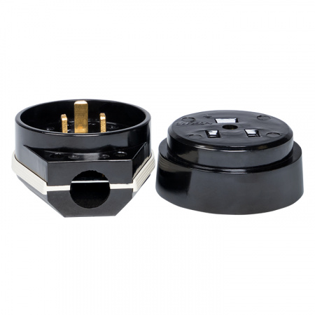 Разъем РШ-ВШ 32А 250В 2P+PE (ОУ) карболитовый черный Simple EKF AS-250-O-03