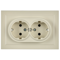 BRITE Розетка двойная с заземлением без защитных шторок 16А в сборе РС12-3-БрКр бежевый IEK BR-R21-16-K10-F
