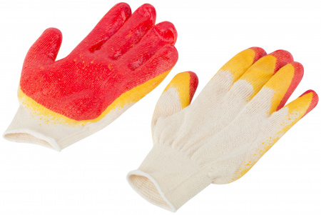 12469 Перчатки вязаные х/б с двойной латексной заливкой наладонника РОС 