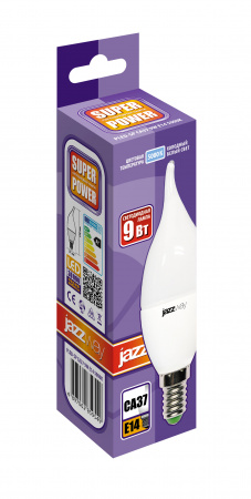 2859549A Лампа светодиодная LED 9Вт Е14 холодный матовая свеча на ветру JazzWay 
