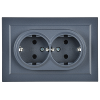 BRITE Розетка двойная с заземлением без защитных шторок 16А в сборе РС12-3-БрМ маренго IEK BR-R21-16-K35-F