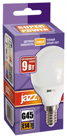2859570A Лампа светодиодная LED 9Вт Е14 теплый матовый шар JazzWay 