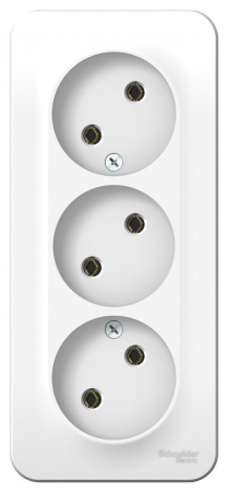 BLANCA Розетка наружная 3-я без заземления, без шторок, с изолирующей пластиной, 16А, 250В, белый Systeme Electric BLNRA000311