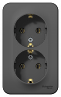 BLANCA розетка наружная двойная с заземлением без шторок с изолирующей пластиной, 16А, 250В, антрацит Systeme Electric BLNRA010216