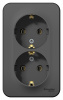 BLANCA розетка наружная двойная с заземлением без шторок с изолирующей пластиной, 16А, 250В, антрацит Systeme Electric BLNRA010216