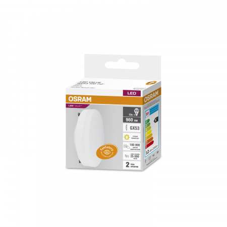 Лампа светодиодная LED 12 Вт GX53 3000К 960Лм таблетка 220 В (замена 100Вт) OSRAM LEDVANCE 4058075582156