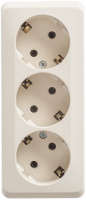 ЭТЮД Розетка тройная наружная с заземлением без шторок 16А 250B кремовый Systeme Electric PA16-011K