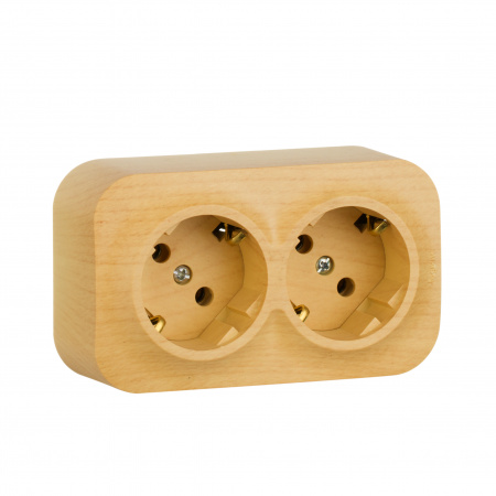 Quteo розетка двойная наружная с заземлением без  шторок -16 A - 250 В IP 20 - Дерево Legrand/Daccord 782293