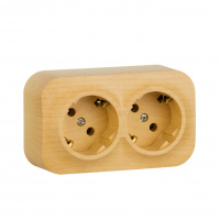 Quteo розетка двойная наружная с заземлением без  шторок -16 A - 250 В IP 20 - Дерево Legrand/Daccord 782293