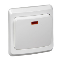 ЭТЮД Выключатель одноклавишный скрытый с подсветкой белый сх.1 Systeme Electric BC10-005B