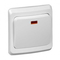 ЭТЮД Выключатель одноклавишный скрытый с подсветкой белый сх.1 Systeme Electric BC10-005B