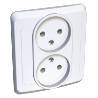 ЭТЮД Розетка двойная скрытая без заземления без шторок белая Systeme Electric PC16-005B