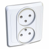 ЭТЮД Розетка двойная скрытая без заземления без шторок белая Systeme Electric PC16-005B