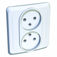 ЭТЮД Розетка двойная скрытая без заземления без шторок белая Systeme Electric PC16-005B