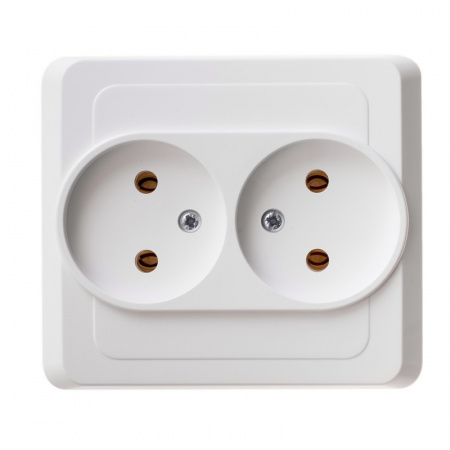 ЭТЮД Розетка двойная скрытая без заземления без шторок белая Systeme Electric PC16-005B