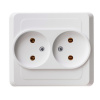 ЭТЮД Розетка двойная скрытая без заземления без шторок белая Systeme Electric PC16-005B