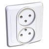 ЭТЮД Розетка двойная скрытая без заземления без шторок белая Systeme Electric PC16-005B