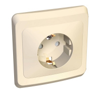 ЭТЮД Розетка скрытая с заземлением со шторками бежевая Systeme Electric PC16-004K