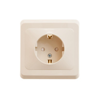 ЭТЮД Розетка скрытая с заземлением со шторками бежевая Systeme Electric PC16-004K