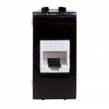 77654N BRAVA Розетка компьютерная RJ45 (разъем PcNet) 1 модуль категория 5е черная DKC 