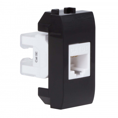 77654N BRAVA Розетка компьютерная RJ45 (разъем PcNet) 1 модуль категория 5е черная DKC 