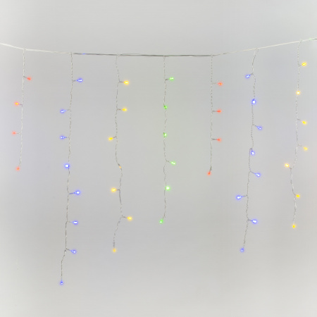 Бахрома светодиодная с эффектом мерцания 2м Соединяемая 100 светодиодов Разноцветный свет Провод прозрачный ULD-B2007-100/TTK MULTI IP44 Uniel UL-00007208