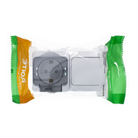 ЭТЮД Блок Выключатель одноклавишный/Розетка наружная с заземлением со шторками IP44 белый Systeme Electric BPA16-241B