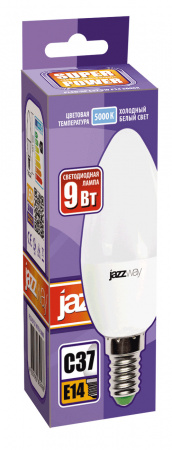 Лампа светодиодная LED 9Вт Е14 холодный матовая свеча JazzWay 2859488A