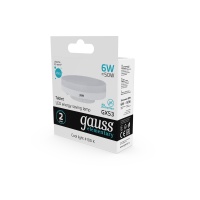 Лампа светодиодная LED 6 Вт 460 лм 4100К AC180-240В GX53 таблетка нейтральный Elementary GAUSS 83826