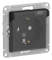 ATLASDESIGN AQUA РОЗЕТКА с заземл. со шторк с крышк., 16А, IP44, механизм, КАРБОН Systeme Electric ATN441046