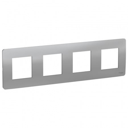 NU200830 Рамка UNICA STUDIO четырехпостовая алюминий Schneider Electric 