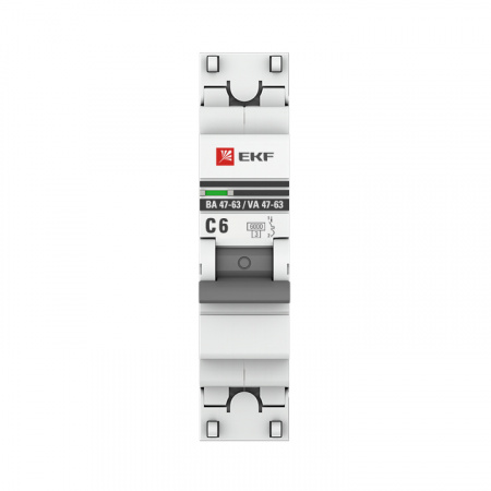 Выключатель автоматический однополюсный 6А С ВА47-63 6кА PROxima EKF mcb4763-6-1-06C-pro