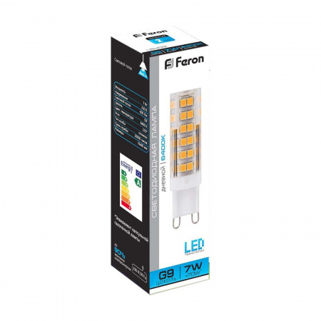 Лампа светодиодная LED 7вт 230в G9 дневной капсульная FERON LB-433 25768