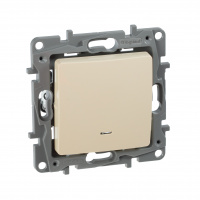 Выключатель одноклавишный, с подсветкой, бежевый, безвинтовые зажимы Legrand/Daccord 672303