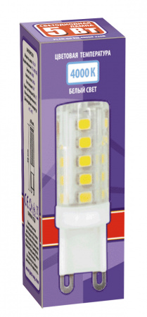 1032133B Лампа светодиодная LED 5Вт G9 300Лм белый 220V/50Hz JazzWay 