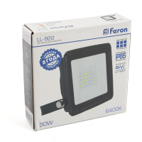 LL-920 32101 Прожектор светодиодный ДО-30w 6400К 2400Лм IP65 черный FERON 