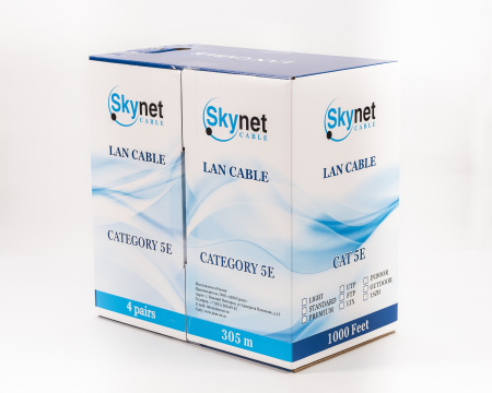 UTP 4x2x0,5 5е in/Cu. Витая пара UTP 4 пары AWG 24 категория 5е внутренняя Cu Standart SkyNet UTP 4х2х0.5 5е in/Cu. 1693207