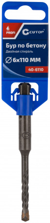 40-6110 Бур по бетону , Profi, двойная резьба, SDS-Plus, 6 х 110 мм CUTOP 