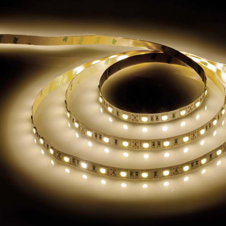 LS606 27646 Лента светодиодная LEDх60/м 5м 14.4w/m 12в тепло-белый/на белом основании FERON 