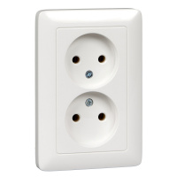 ХИТ Розетка двойная скрытая белая без заземления и шторок 16А 250В Systeme Electric RS16-235-B