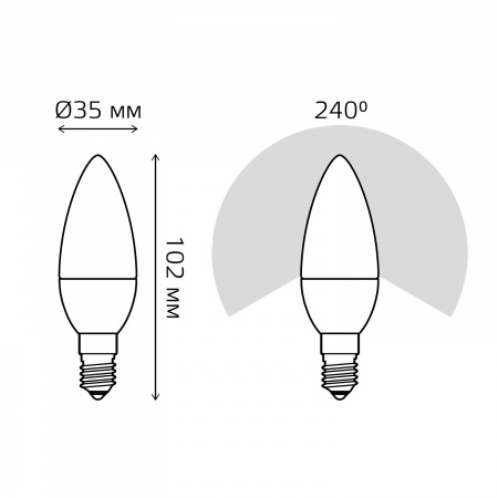 Лампа светодиодная LED 6 Вт 420 лм 3000К AC180-240В E14 свеча теплая  Elementary Gauss GAUSS 33116
