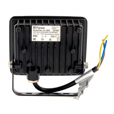 Прожектор светодиодный ДО-20w 4000К 1900Лм IP65 черный FERON LL-919 29493