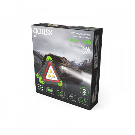 Фонарь автомобильный светодиодный LED 15 Вт 800 Лм модель GFL802 зеленый c Li-ion аккумулятором 2400 мАч Gauss GAUSS GF802